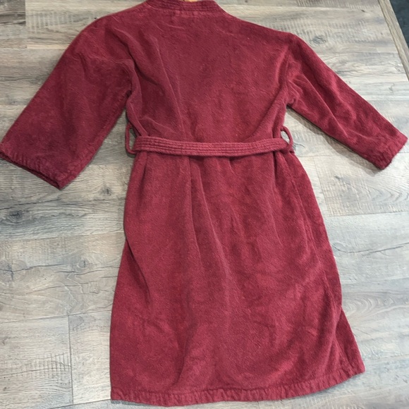 Chakir Turkish Linens BURGUNDY Bath Robe TERRY CLOTH long BELT front pockets LRG - Picture 2 of 13